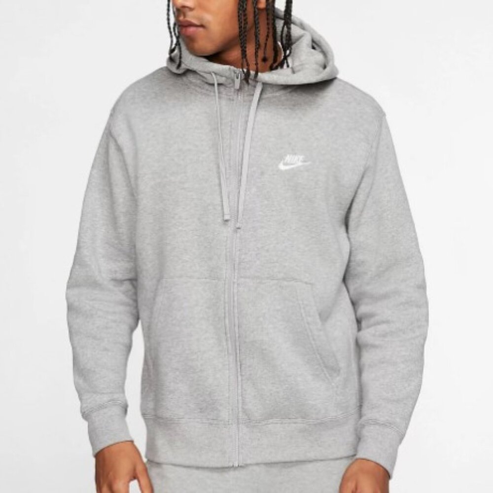 Nike Men's Sportswear Club Fleece Full-Zip Hoodie Grey Men's Small
